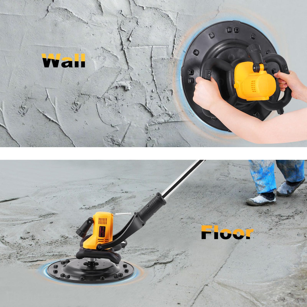 Meticuloso Concrete Trowel with Extension Rod, Concrete Mixer, Wall Smoothing Polishing Machine, 80-200RPM 1680W Electric Plaster Mortar Cement Putty Trowel