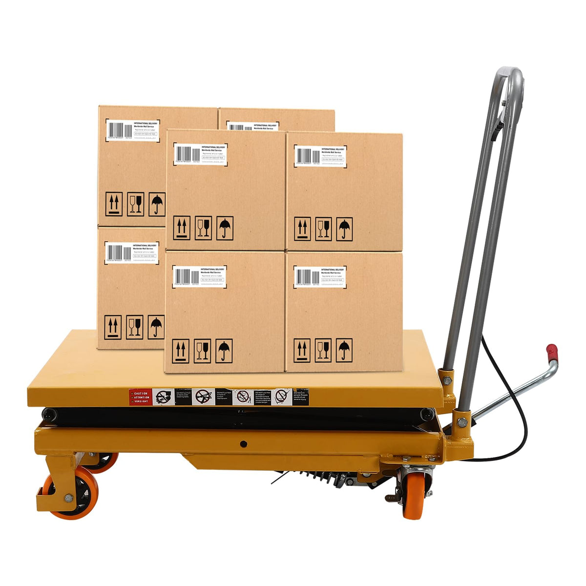 Hydraulic Lift Table,Manual Scissor Lift Table Hydraulic Lift w/Locking Wheels and 4 Wheels,51’’Lifting Height Double Scissor Platform Truck for Material Handling and Transportation (330LBs Capacity)