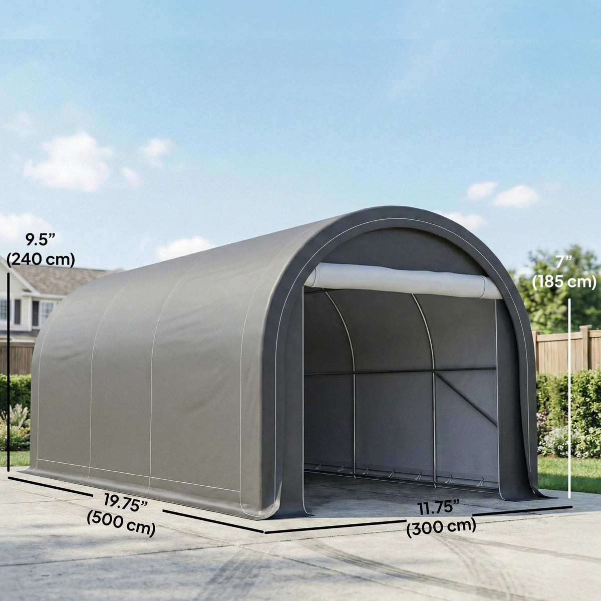 Outsunny 10' x 16' Carport, Heavy Duty Portable Garage Storage Tent with Large Zippered Door, Anti-UV PE Canopy Cover for Car, Truck, Boat, Motorcycle, Bike, Garden Tools, Outdoor Work, Gray