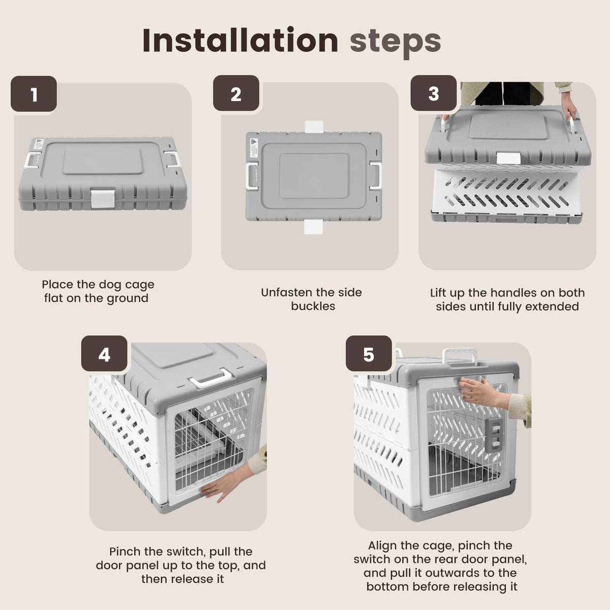 Collapsible Dog Crate for Large/Medium Dogs - 36" L Foldable Dog Cage No-Tool Assembly, Travel Dog Crate with 2 Wheels - Easy to Carry, Space-Saving, Indoor Outdoor Use, 36.4"(L) x22.84(W) 25.8"(H)