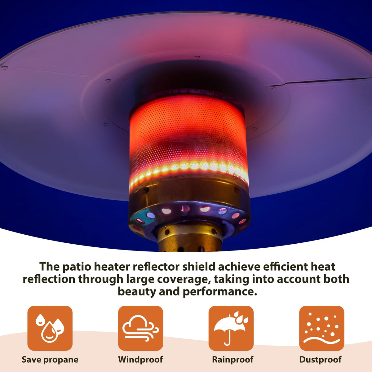 Retisee 4 Pack Patio Heater Reflector Shield - 33" Aluminum Heat Reflector Shield Top Dome Replacement Parts for Outdoor Propane Heaters