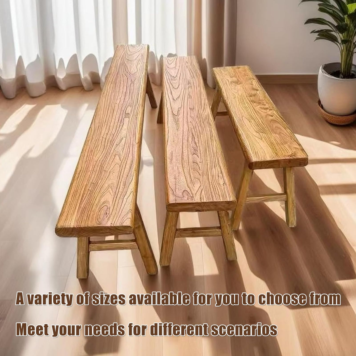EoVrilyx Farmhouse Indoor Solid Wooden Noodle Bench - Rustic Entry Way Benches Seat,Maximum Load 880IB,Handcraft Finshed for Entryway Bedroom/Living Room/Dining Room