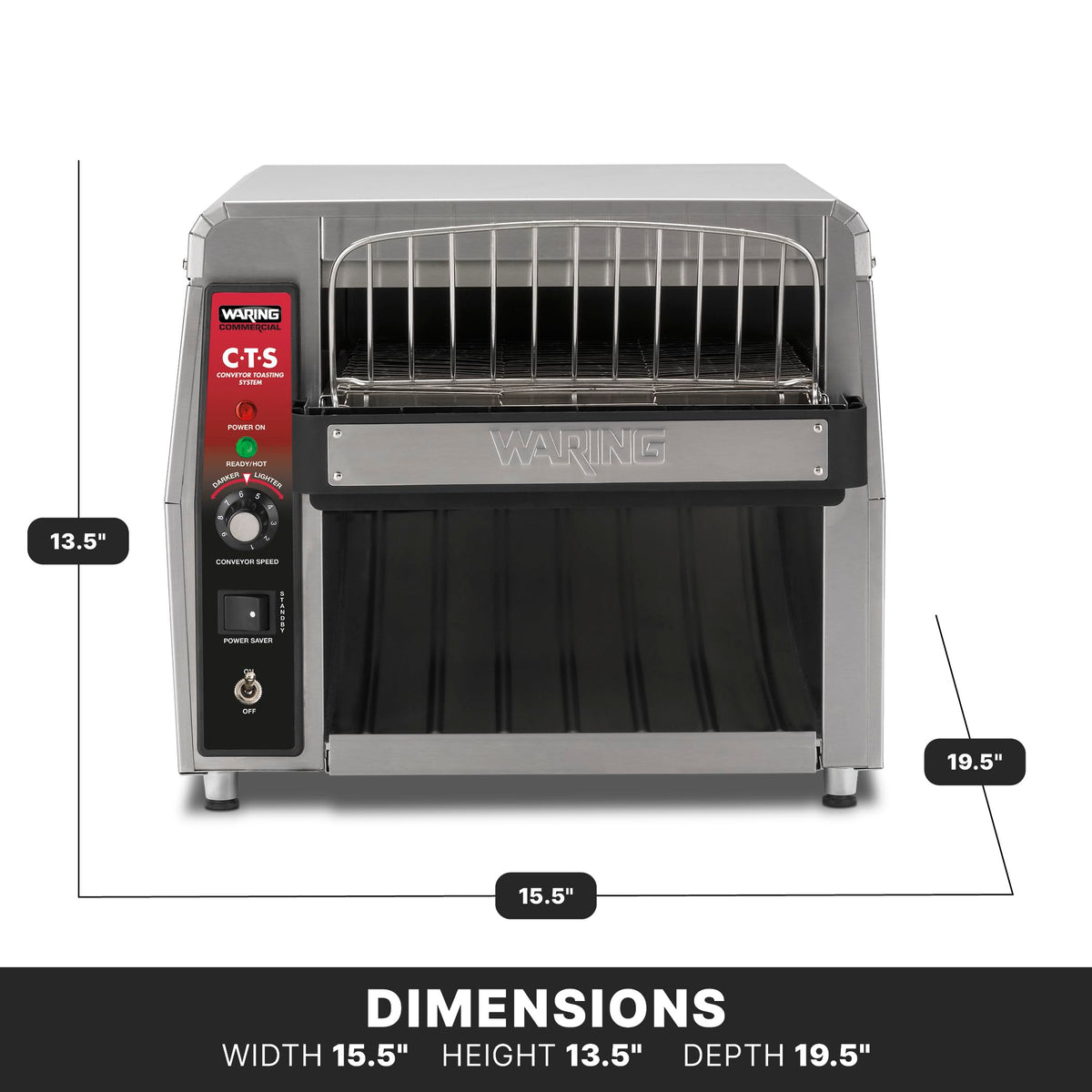 Waring Commercial Heavy-Duty Conveyor Toaster, 450 Slices per Hour, Stainless Steel Construction, for Cafes & Restaurants, NSF Certified, 120V, CTS1000