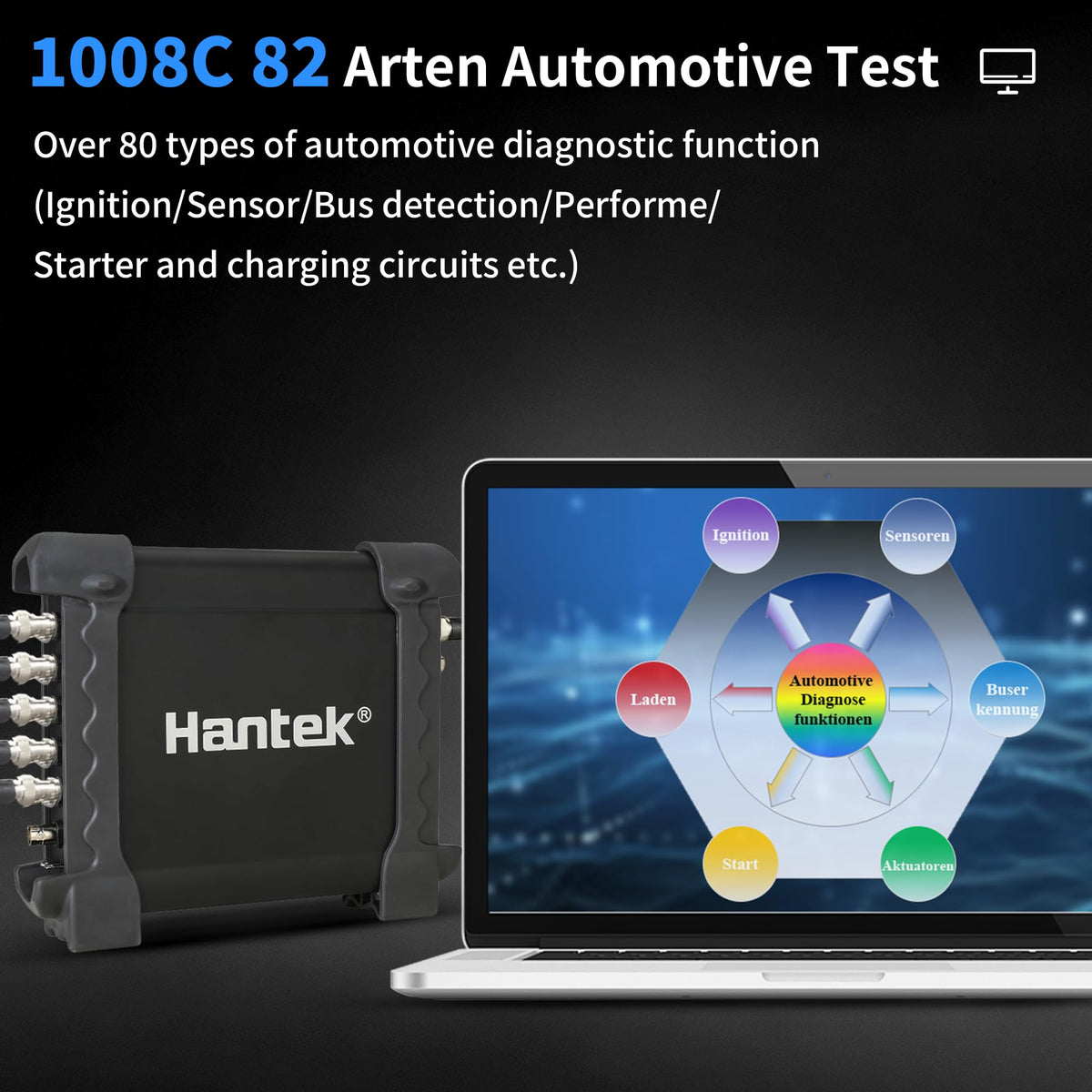 Hantek 1008C PC USB 8CH Automotive Diagnostic Digital Oscilloscope/DAQ/Programmable Generator