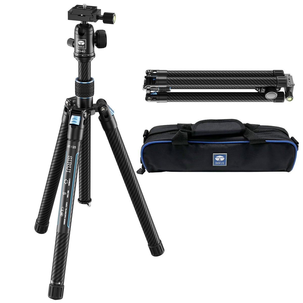 SIRUI 60" Carbon Fiber Tripod for Camera with 360° Panoramic Ball Head, Arca QR Plate, Compact Lightweight 2.1lbs Travel Tripod for DSLR Video Camcorder, Max Load 10kg, Traveler X-III