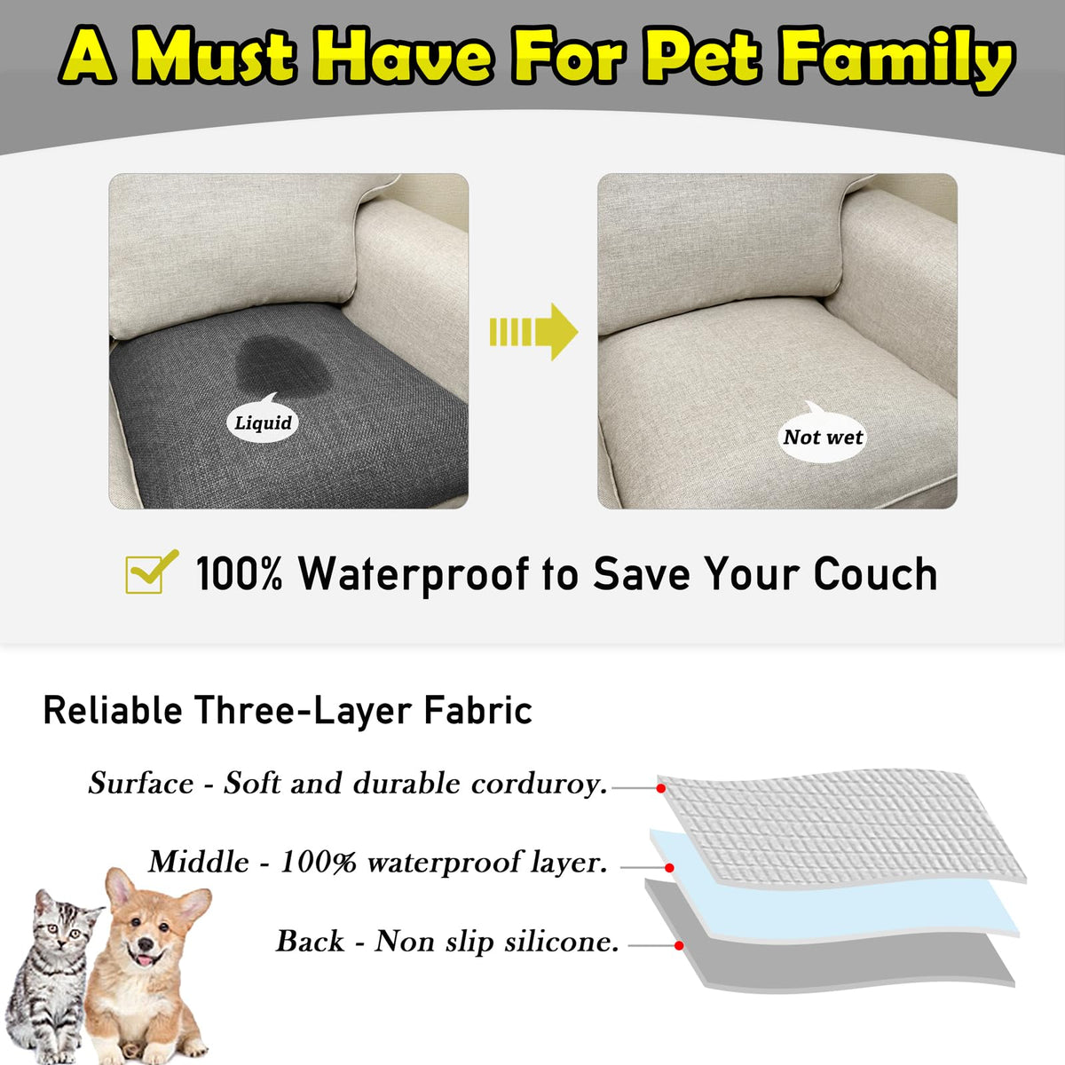 Couch Arm Covers, Waterproof Armrest Cover for Sofa, Armchair, Loveseat, Non-Slip Recliner Arm Cover, Sofa Arm Covers, Headrest Covers, Arm Chair Covers Set of 2 (Dark Gray, 24"×20")
