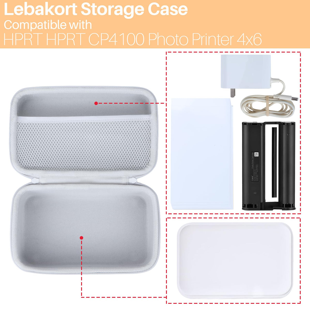 Lebakort Storage Case Compatible with HPRT CP4100 Photo Printer 4x6 Instant Picture Printer