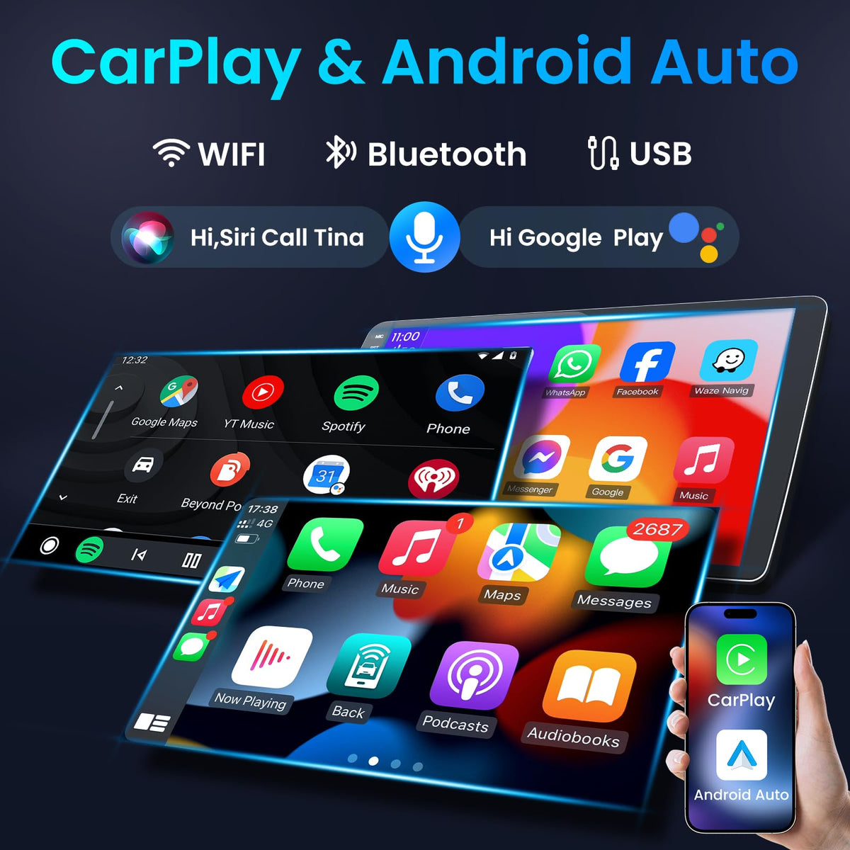 [4G+64G] Car Radio Stereo for Jeep Patriot Compass 2010-2016: Upgrade 10" HD Touchscreen Android Stereo, Wireless CarPlay Android Auto 5GWiFi GPS Navigation Bluetooth FM 1080P Backup Camera