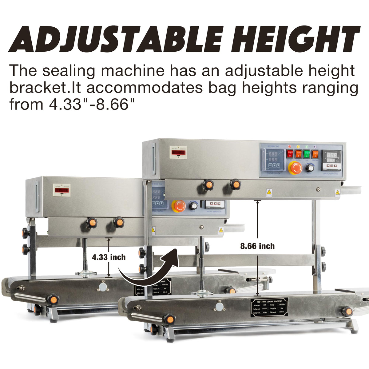 U.S. Solid Vertical Automatic Ink Wheel Printer Continuous Sealing Machine with Digital Temperature Control, Vertical Band Sealer for 0.02-0.08mm PVC Bag Films Stamp Coding 110V/60HZ