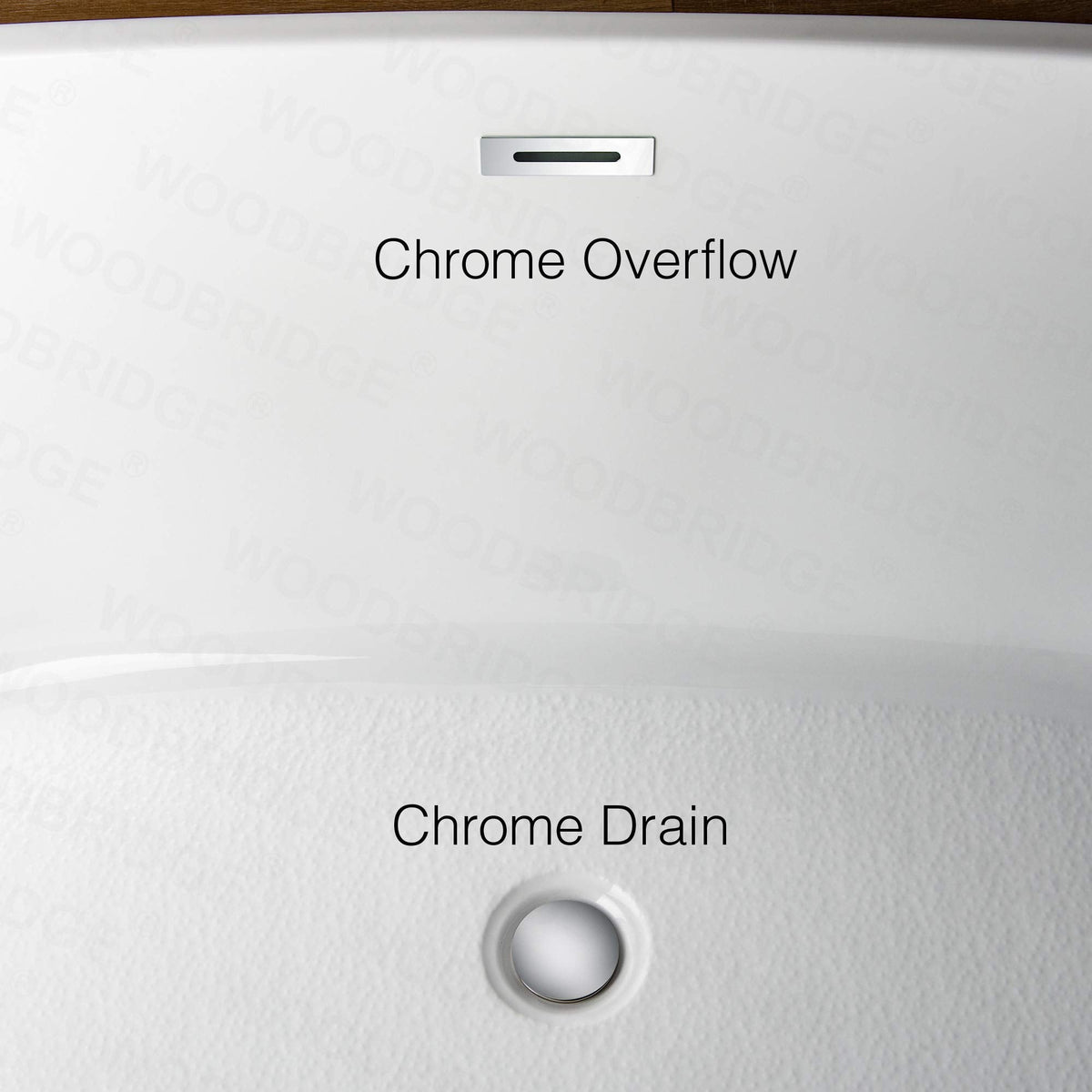 WOODBRIDGE 71"Freestanding White Acylic Soaking Bathtub with Chrome Drain and Overflow,B0017-C
