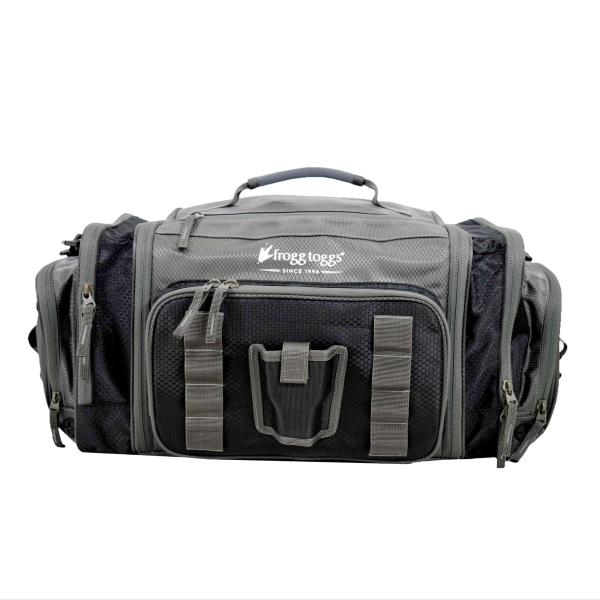 FROGG TOGGS Heavy Duty Fishing Tackle Duffle Bag, Includes Bait Trays, Black, 3700