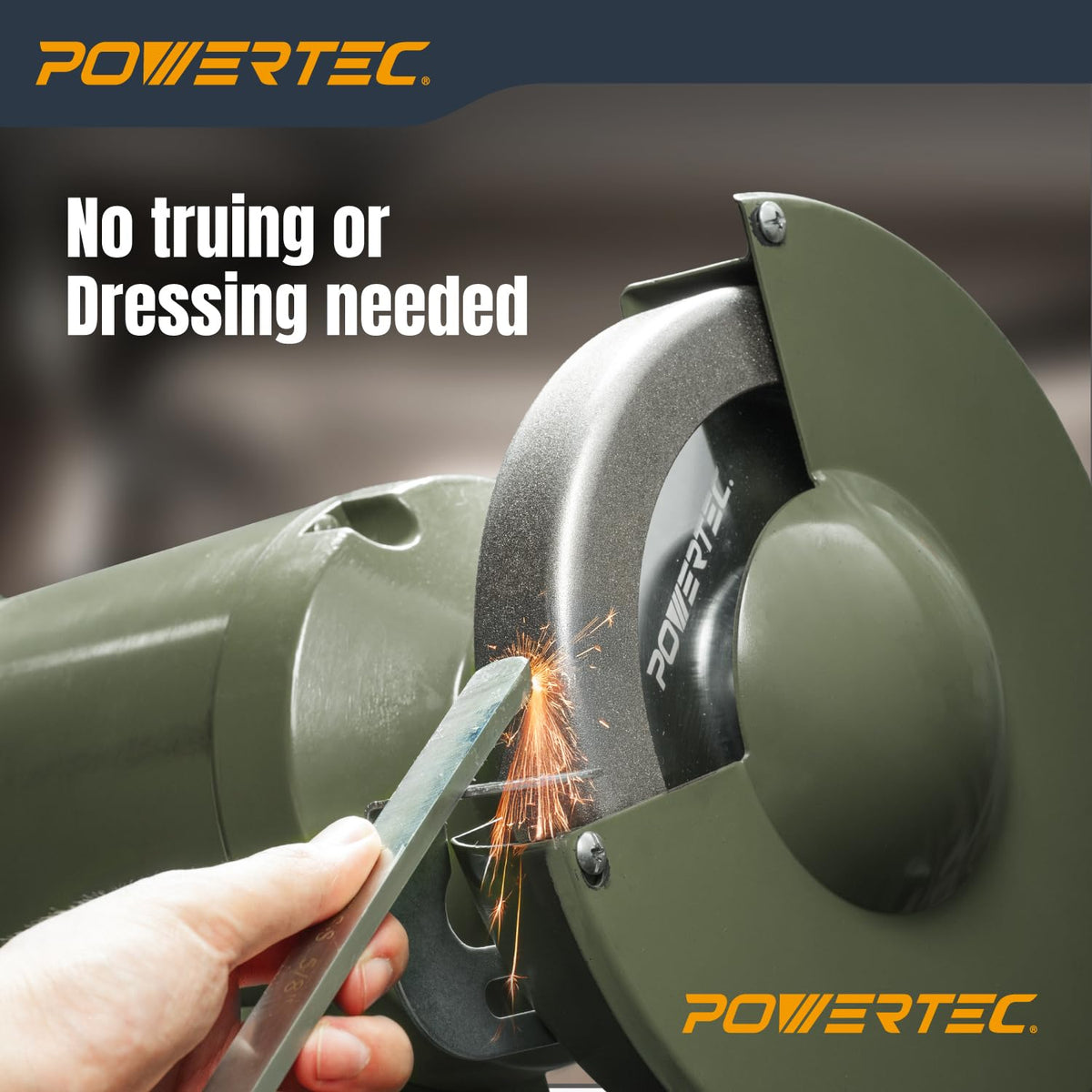 POWERTEC CBN Grinding Wheel 6 Inch 320 Grit, 1-1/4" Wide, 1/2" Arbor – 4-in-1 CBN Sharpening Wheel with 1/4" Radius Edge and Side Face for Bench Grinder (15708)