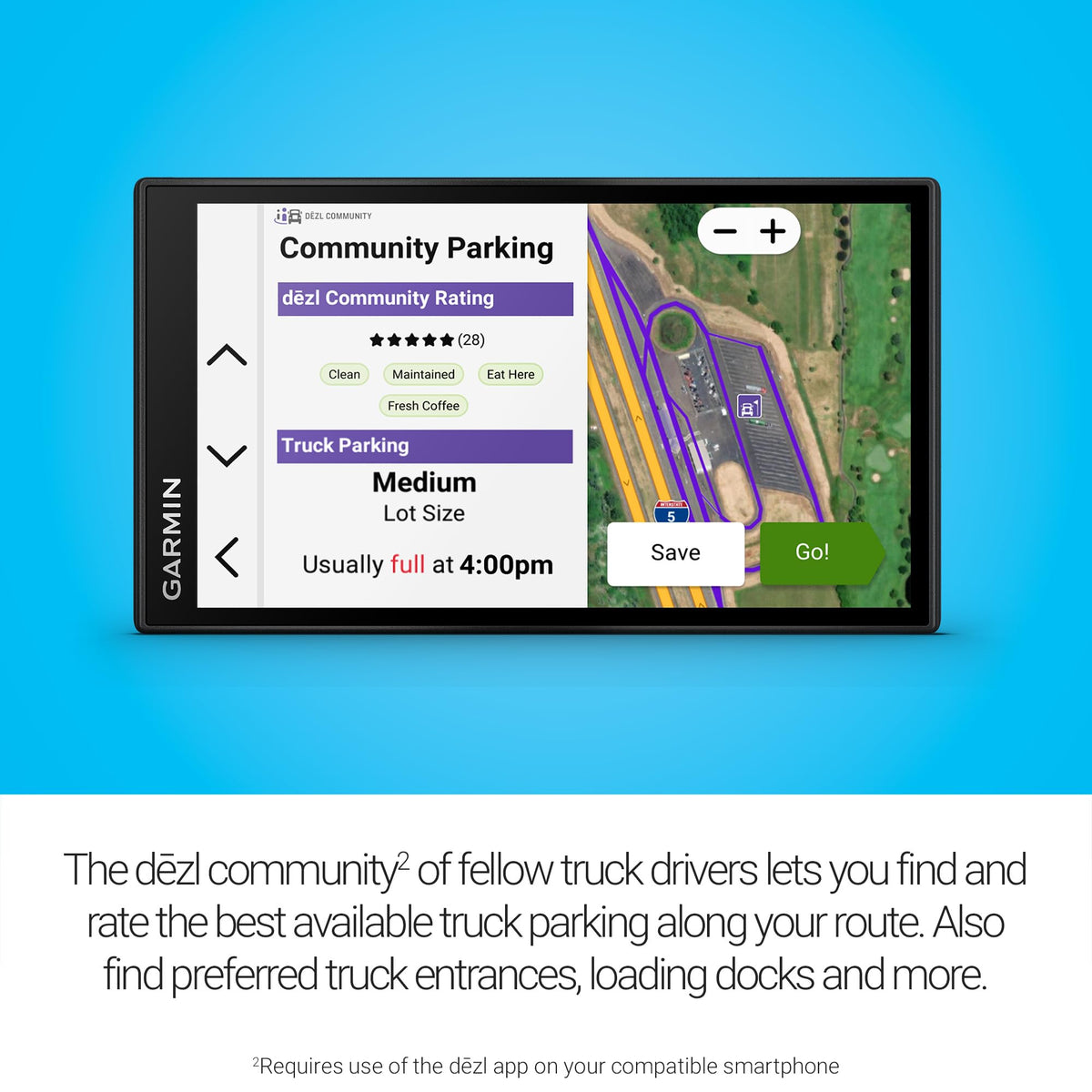 Garmin dēzl™ OTR620, High-Res 6” GPS Truck Navigator, Custom Routing, Satellite Imagery, Wind Speed, Community-Shared Loading Docks, Truck Entrances, Parking Availability