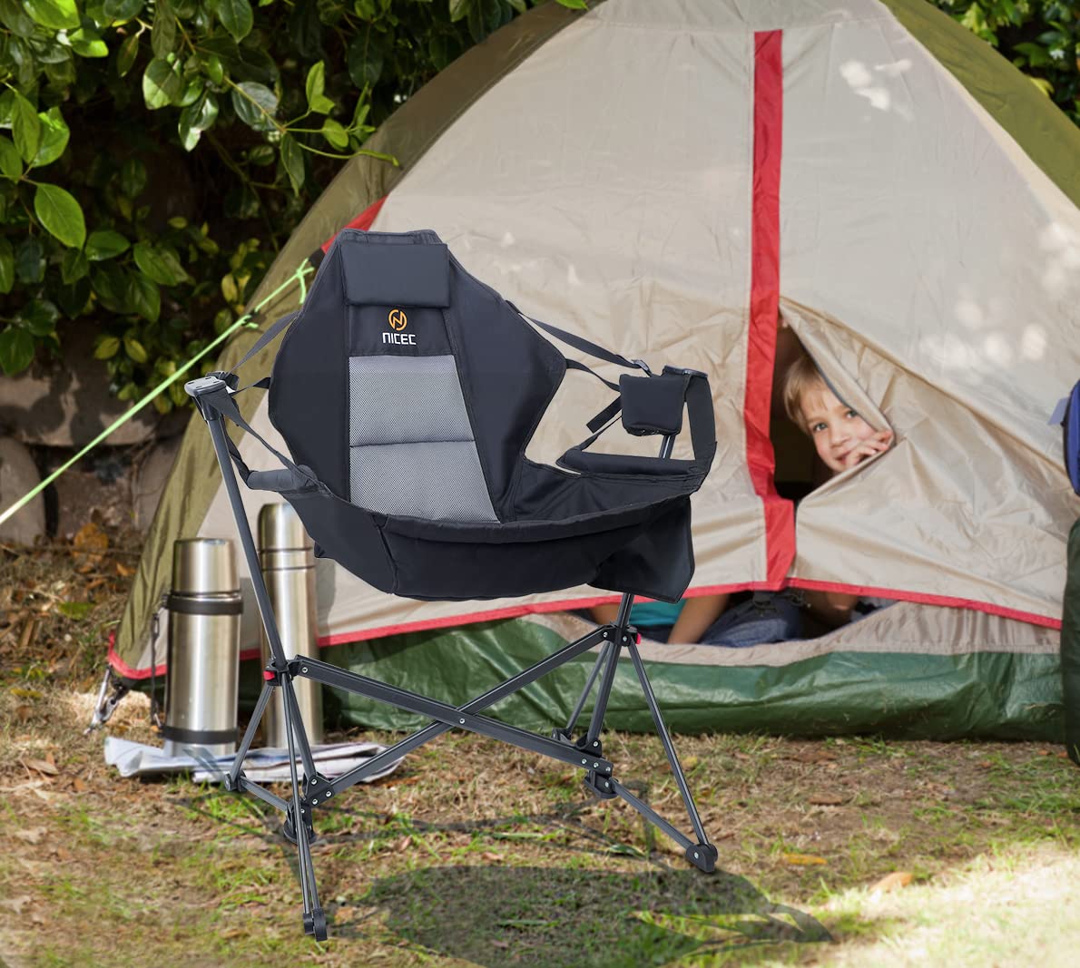 Hammock Camping Chair with Footrest, Heated Camping Chair, Hammock Camping Chair, Camping Chair Rocker 1-P + Hammock Camping Chair, Camping Chair Rocker, Swinging Chair, High Back with Stand 1-P