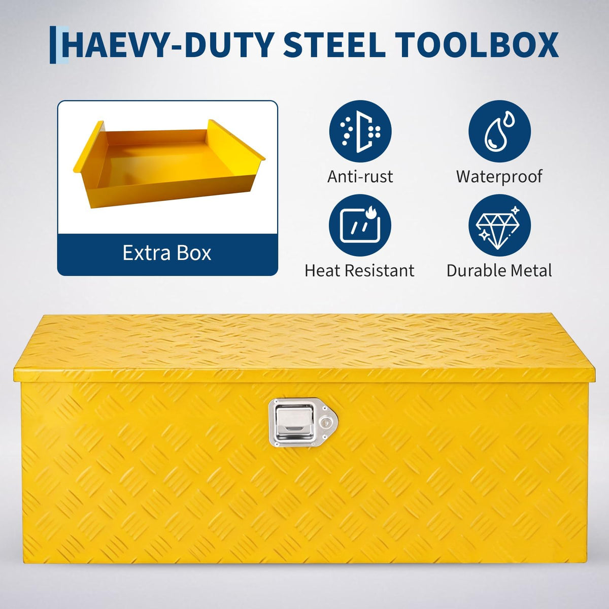 Heavy Duty Aluminum Truck Bed Tool Box 30'', Professional-Grade Storage Chest with Secure Lock, Gas Strut Lid, and Small Parts Organizer, Durable Heavy Duty Alu Tool Box for Pickup, RV, Trailer