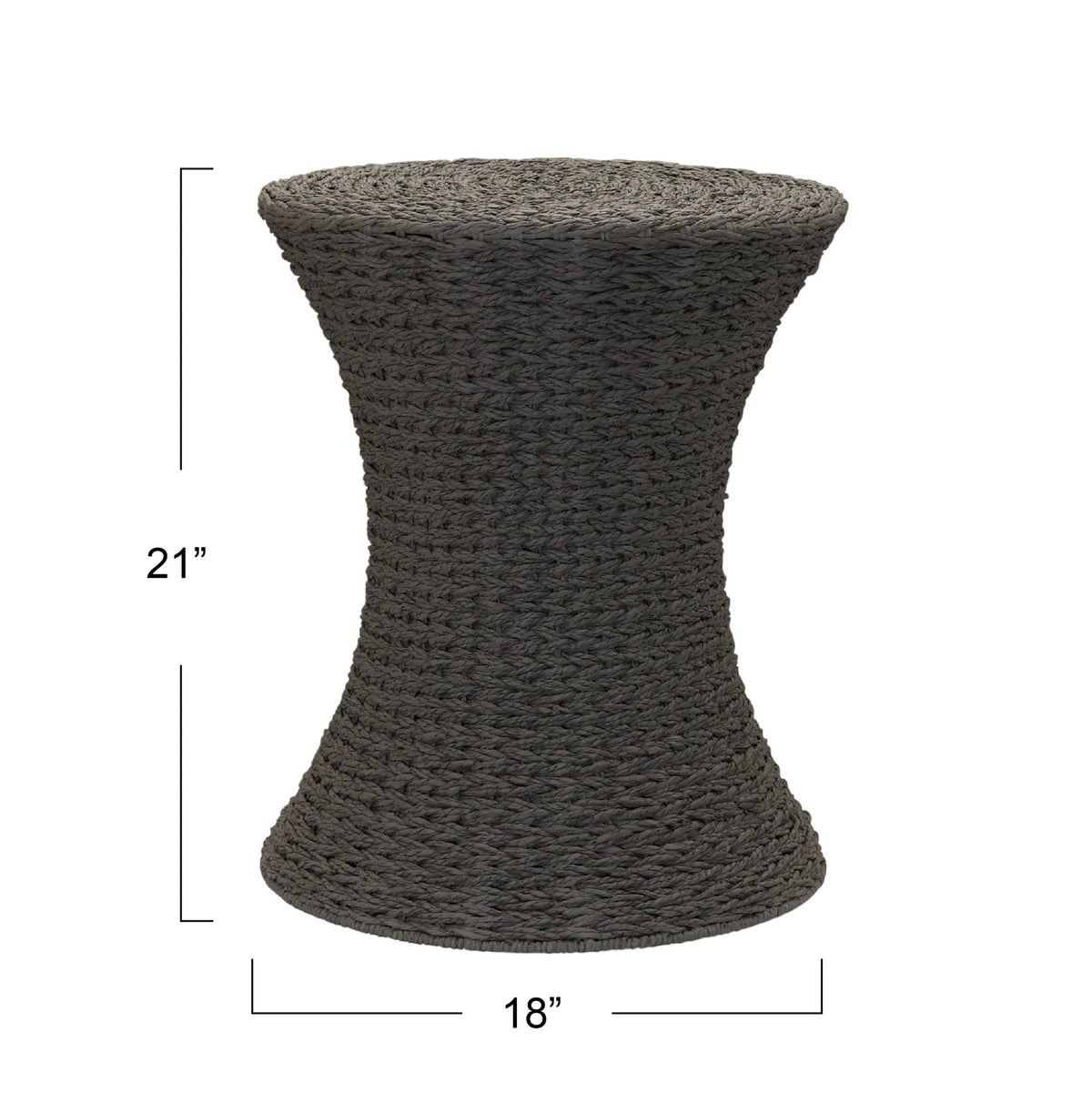 Household Essentials Handwoven Paper Rope Stool with Hourglass Shape, Gray