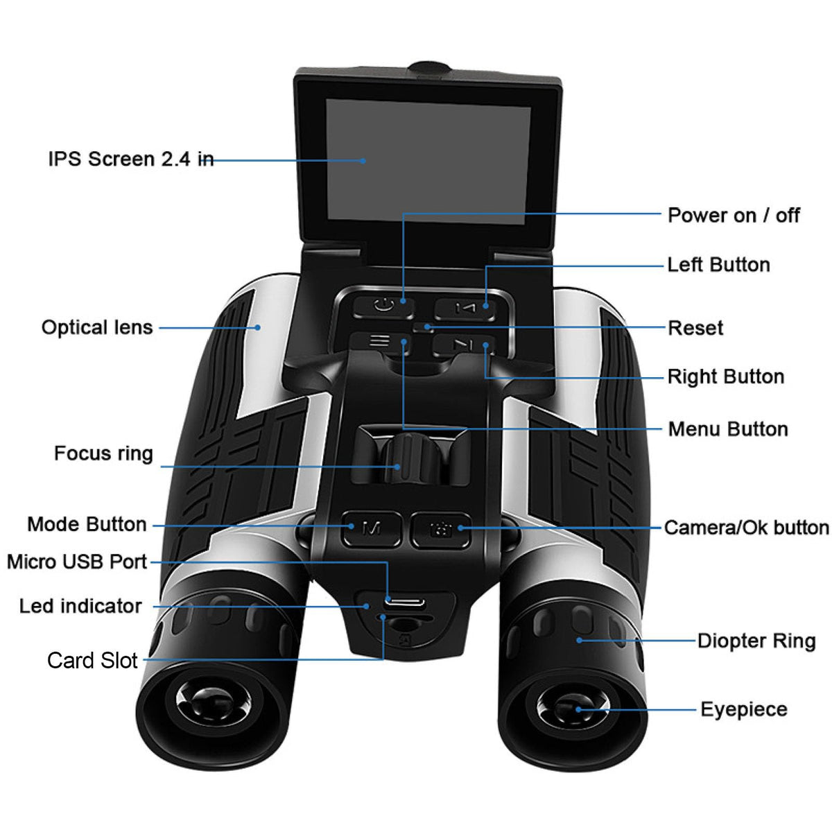 Digital Binoculars with 48MP Camera 2.5K Videos,12x32 Binoculars,Binoculars for Adults High Powered,2.4 Color Display 12x Optical Zoom 8X Digital Zoom Ideal for Concerts,Bird