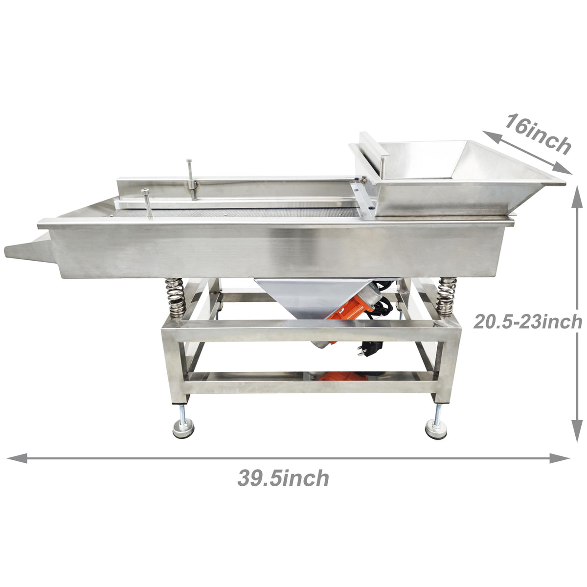 TECHTONGDA Straight Vibrating Sieve Screen Shaker Electric Linear Sifter Machine Stainless Steel One Layer Two Motors 2mm Round Hole Screen Size 11.8×31.5inch 110V