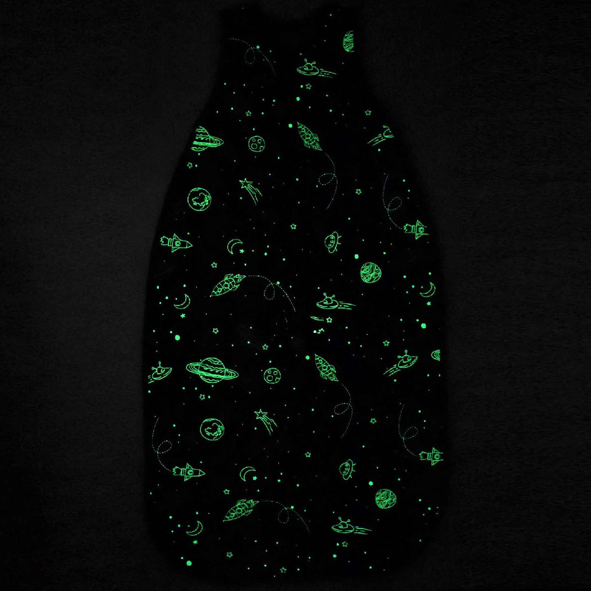 Woolino Big Kid Sleeping Bag, 4 Season Baby Sleep Sack, Merino Wool and Organic Cotton Wearable Blanket, 4-6 Years, Space (Glow In The Dark)