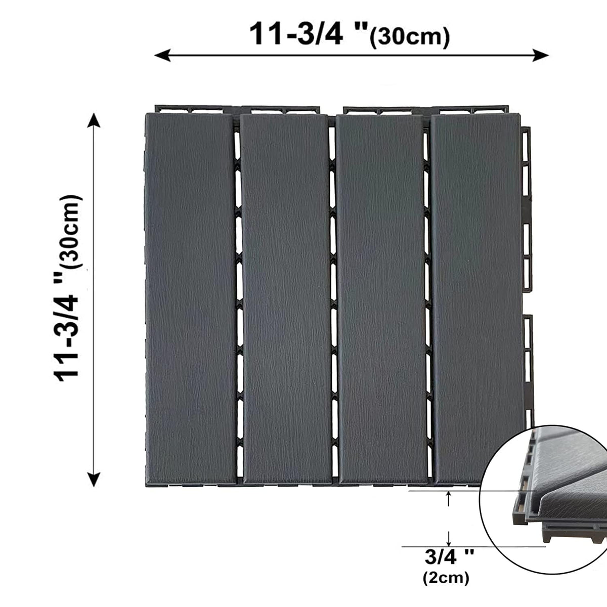 MinCHI257 60 sq. ft Plastic Interlocking Deck Tiles,60 Pack Patio Deck Tiles,12"x12" Waterproof Outdoor Flooring All Weather Use, Patio Floor Decking Tiles for Porch Poolside Balcony Backyard, Grey