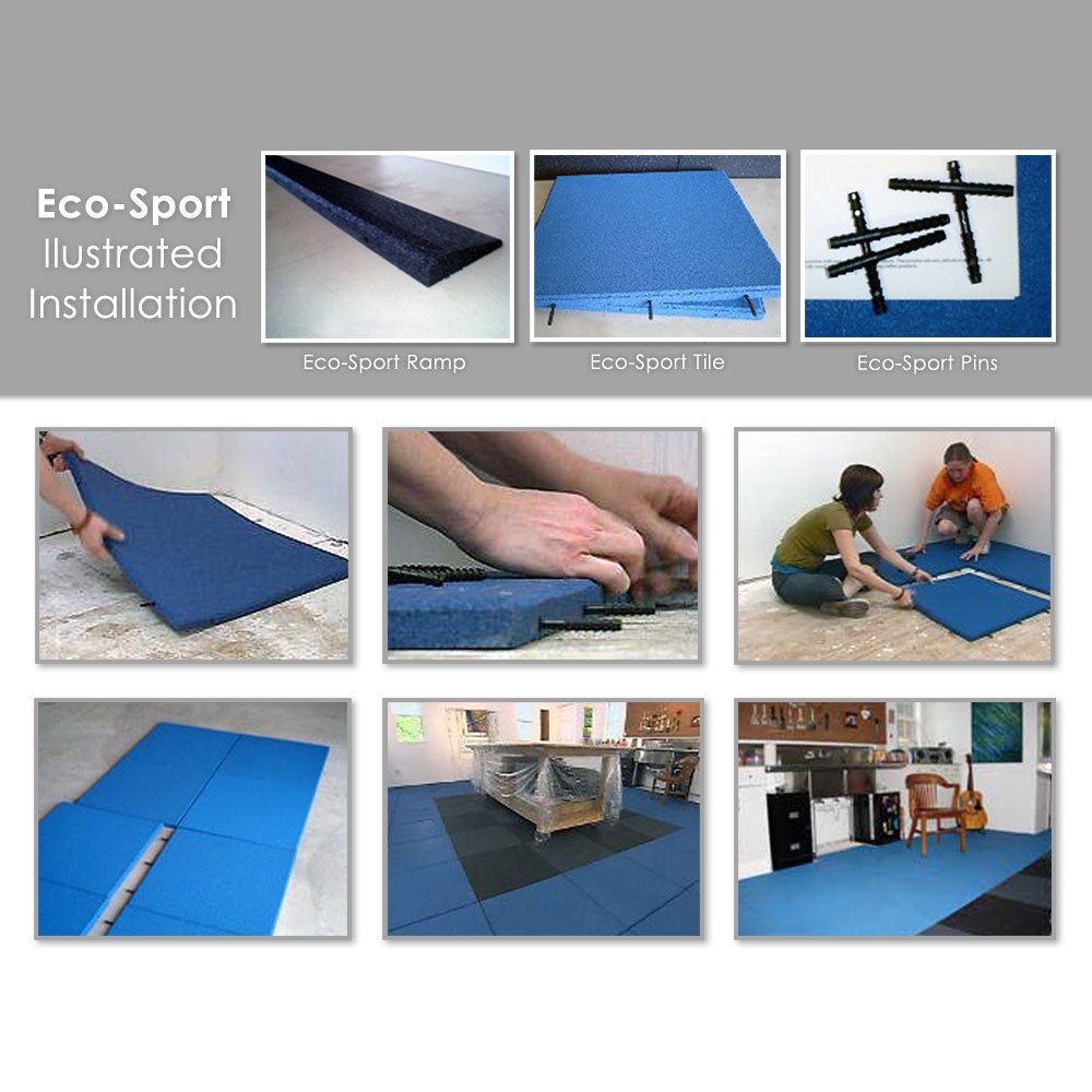 Rubber-Cal Eco-Sport Interlocking Tiles - 1 x 19.5 x 19.5 Inch - 6 Pack - 15.84 Square Feet Coverage - Terra Cotta