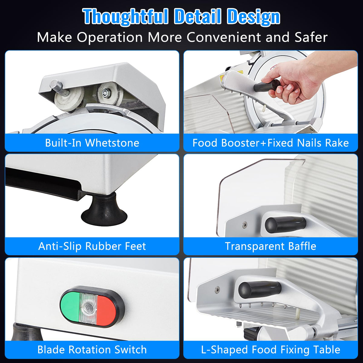 Commercial Meat Slicer, Electric Deli Slicing Machine,Electric Deli Slicing Machine with 12" Blade,Adjustable Thickness 0-15Mm, Low Noise Food Cutter for Restaurant and Home