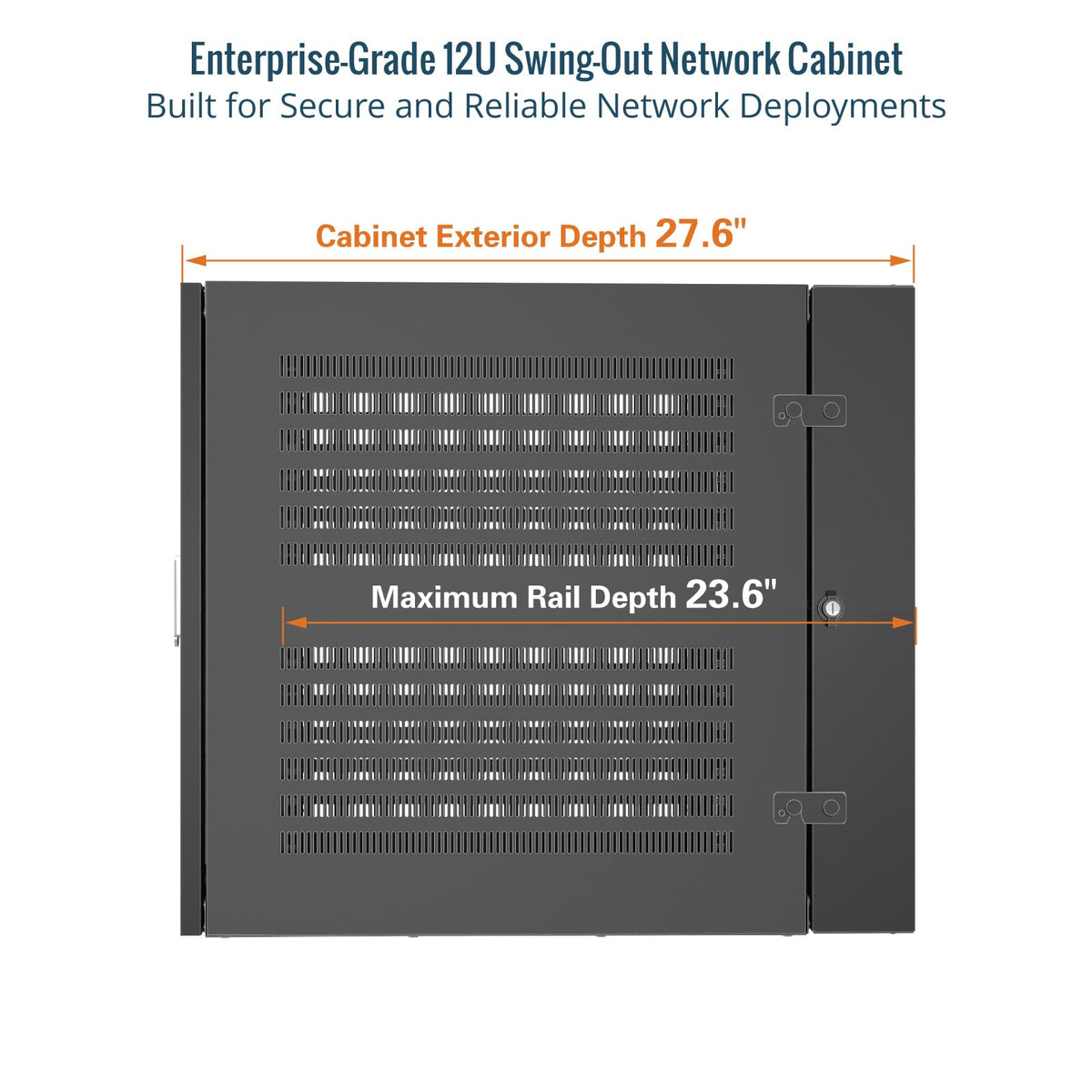 Tecmojo Enterprise-Grade 12U Swing-Out Wall Mount Network Cabinet,27.6inch Depth Server Cabinet, Load Bearing 331lbs (150 kg), Glass Door, 12U Rack for 19in Computer/AV/Data/IT Equipment