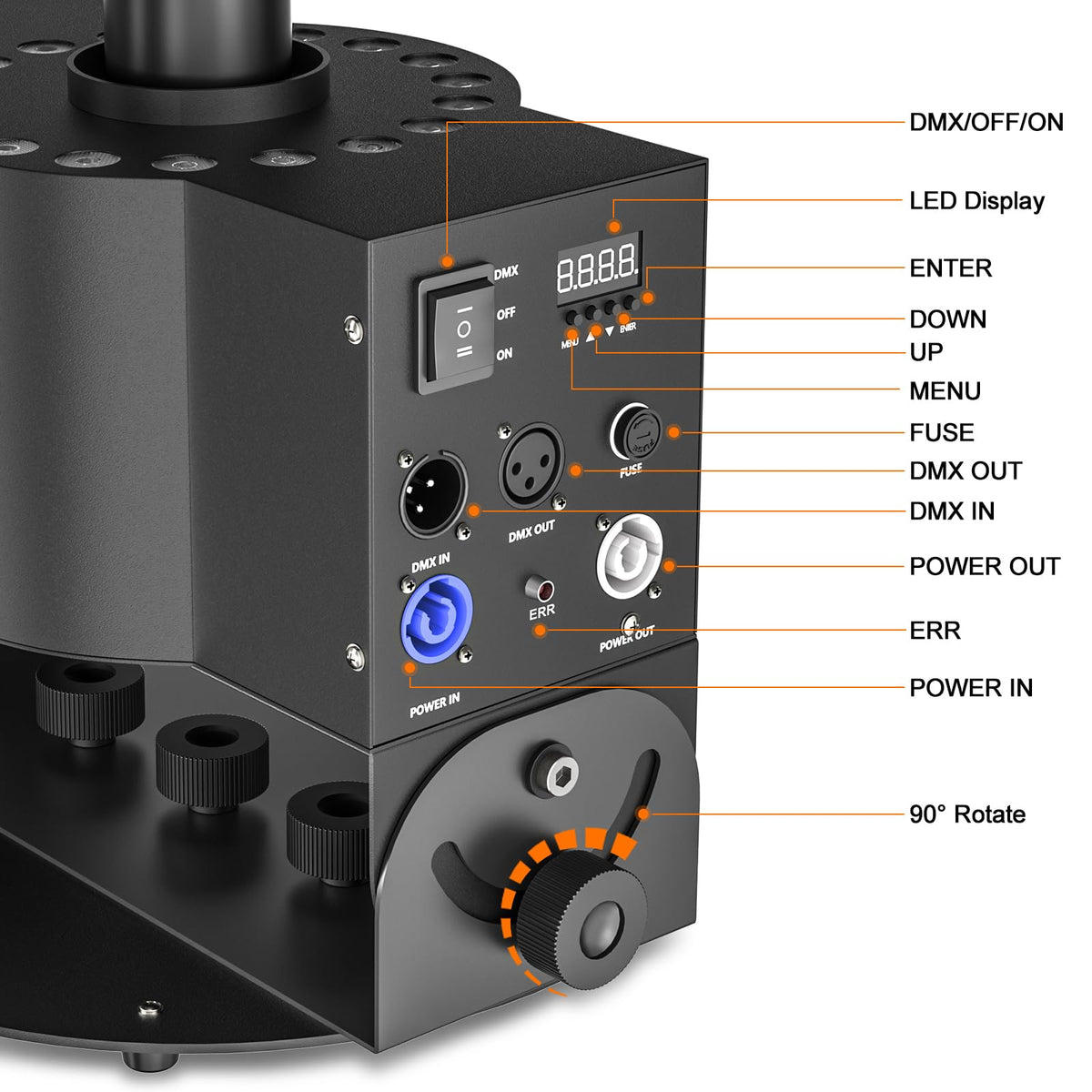 CO2 Jet Machine, 300W CO2 Cannon with LED Lights, Professional DMX CO2 Fog Machine Air Column, LED Stage Smoke Machine for DJ, Wedding, Party, Events, Festival (1pc)