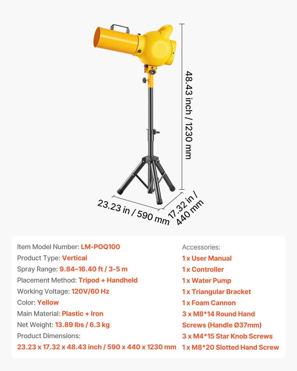 VEVOR Foam Machine, Handheld Spray Foam Cannon Party Machine, Bubble Cannon with Fan & Triangular Structure, Dense Foams Maker for Gatherings, Backyard, Celebrations & Party, Continuous Foams Output