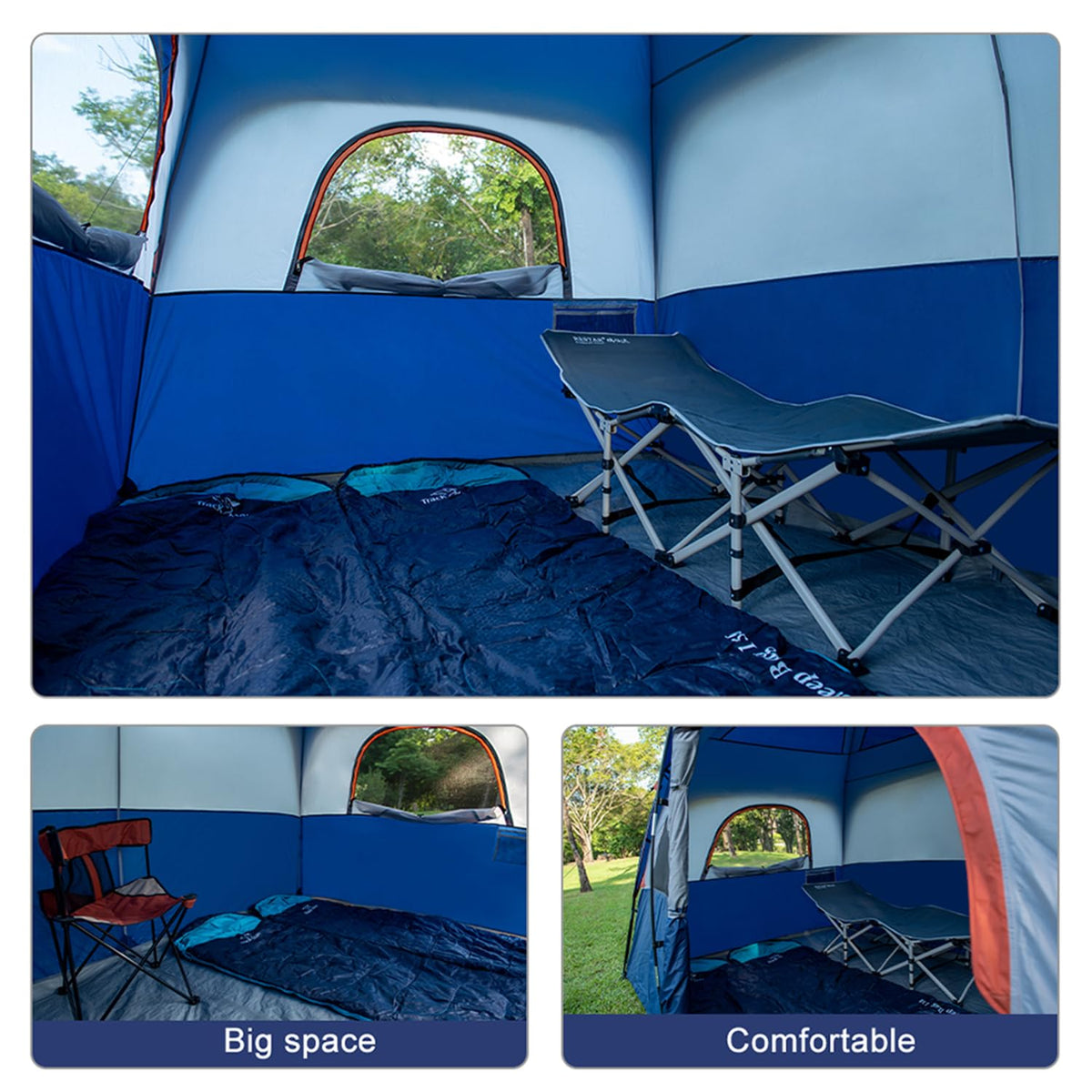 CAMPROS CP Tent-6-Person-Camping-Tents, Waterproof Windproof Family Tent with Top Rainfly, 4 Large Mesh Windows, Double Layer, Easy Set Up, Portable with Carry Bag (Navy Blue)