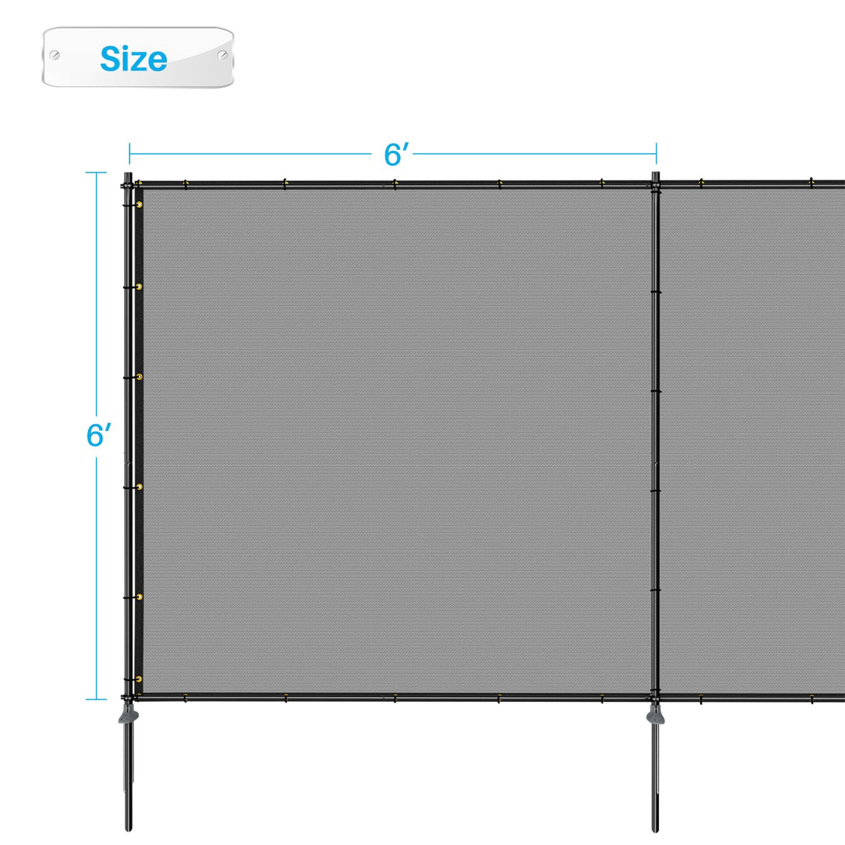 Patio 6' x 12' Outdoor Privacy Screen Freestanding Temporary Fence Panels Net Cover with Metal Poles for Outside Backyard Pool Garden Air Conditioner Fencing, Light Gray