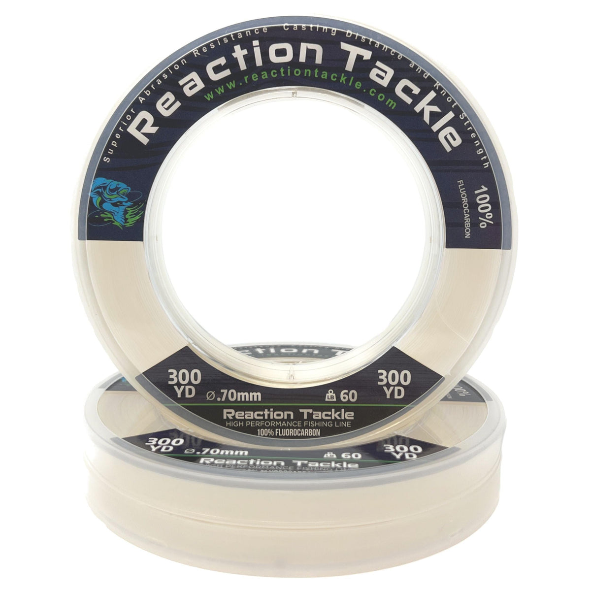 Reaction Tackle 100% Pure Fluorocarbon Fishing Line - High Strength, Abrasion-Resistant, Fast-Sinking, Virtually Invisible - Saltwater and Freshwater Leader Line - Clear - 200LB 50 Yards
