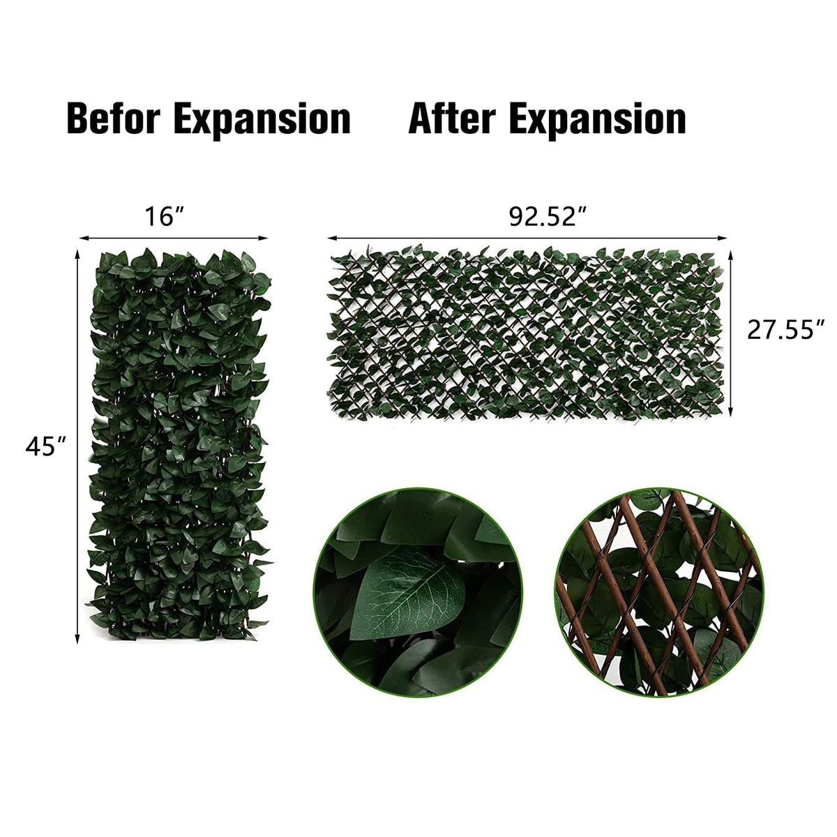 DOEWORKS Expandable Fence Privacy Screen for Balcony Patio Outdoor, 4PCS Faux Ivy Fencing Panel for Backdrop Garden Backyard Home Decorations