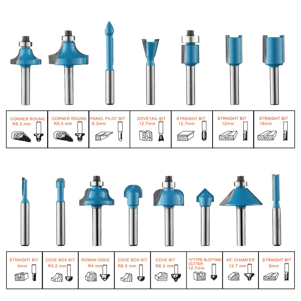 Genmitsu CNC Machine 3018-PRO Router Kit +15pcs 1/4 Inch Shank Router Bits Set with Carry Storage Case