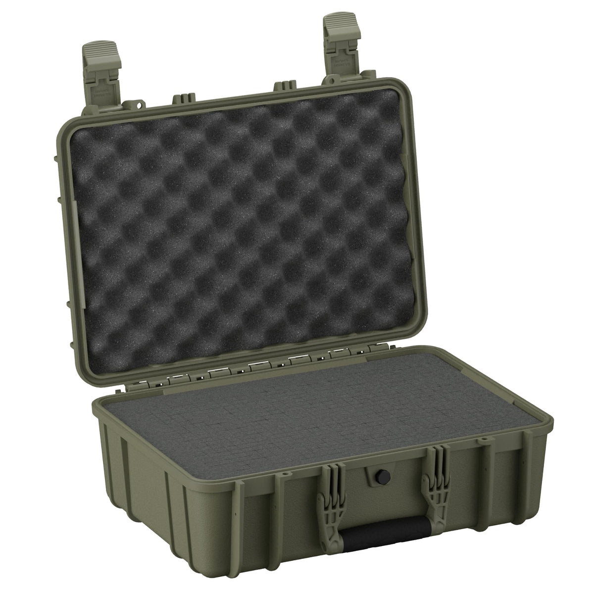 Condition 1 18" Medium Waterproof Hard Case with Foam, Model 801, Portable Protective Storage Box for Travel, Tactical Gear, Made in USA, 18.36"x13.70"x 7.03" Green