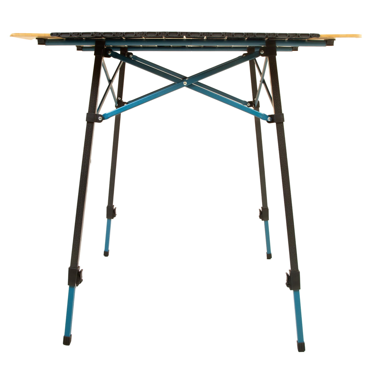 MOUNTAIN SUMMIT GEAR Bamboo/Aluminum Roll-Top Camping Table - Hybrid and Portable Aluminum-Top/Bamboo Folding Table with Adjustable Height Steel Frame by Caddis Sports
