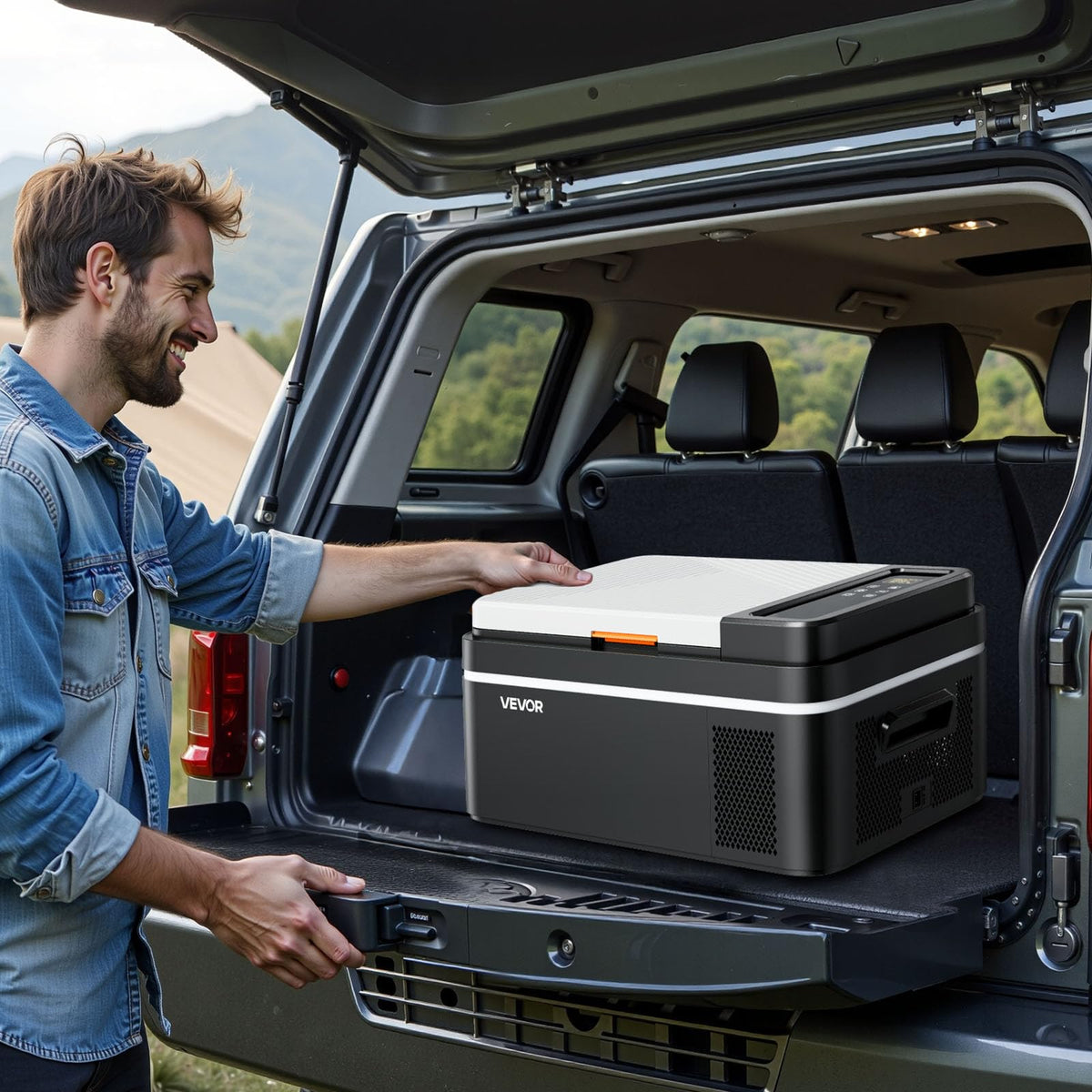 VEVOR Car Refrigerator, DC 12/24V AC100-240V Compressor Electric Cooler, -4°F to 68°F Car Fridge with APP Control, 21 QT Cars Freezer for RVs, Campsites, Boats, Camping, Fishing, 60W Portable Freezer