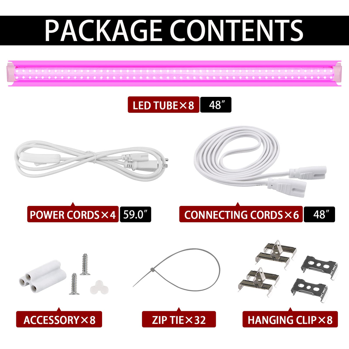 VShape 8 Pack LED Grow Light 4FT, Upgrade 336W(8×42W) High Intensity Full Spectrum Indoor Grow Lights with High PPFD Value, T8 Grow Lights for Indoor Plants, Seed Starting, Succulent, Vegetables