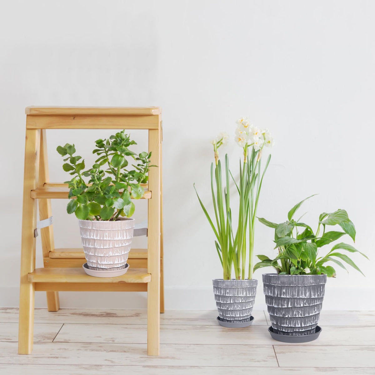 Horse Plant Pots, Flower Pots Outdoor Planter Planting for All Home Gardens Succulents (Two Color Imitation Cement)