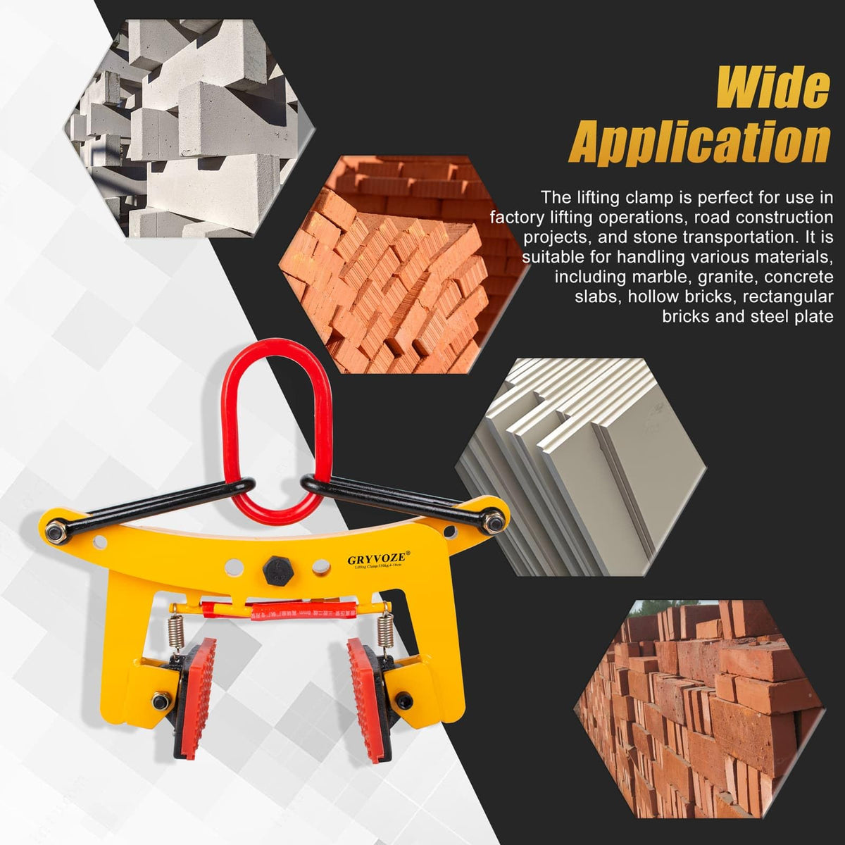 GRYVOZE Granite Slab Lifting Clamp 770 lbs, 1.6"-7.1" Lifting Clamps Heavy Duty, X-Shaped Stone Carrying Clamps, Granite Slab Lifter, Scissor Clamp Lifting, Stone Slab Clamps for Granite