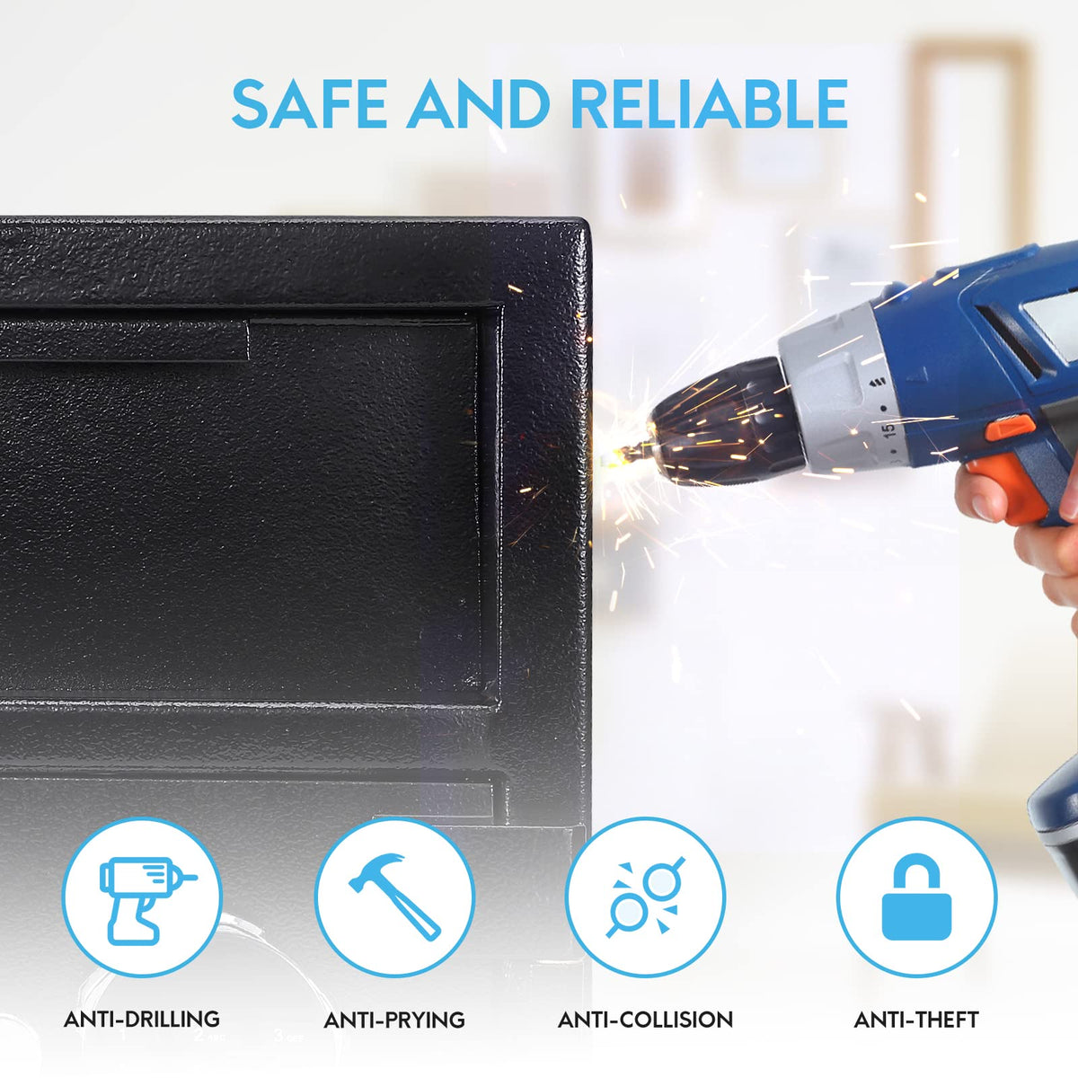 Fireproof Depository Safe with Drop Slot, Electronic Anti-Theft Drop Safe for Business with Programmable Numeric Keypad Lock and Spare Keys, Cash Drop Safe Box for Office Home Retail Store