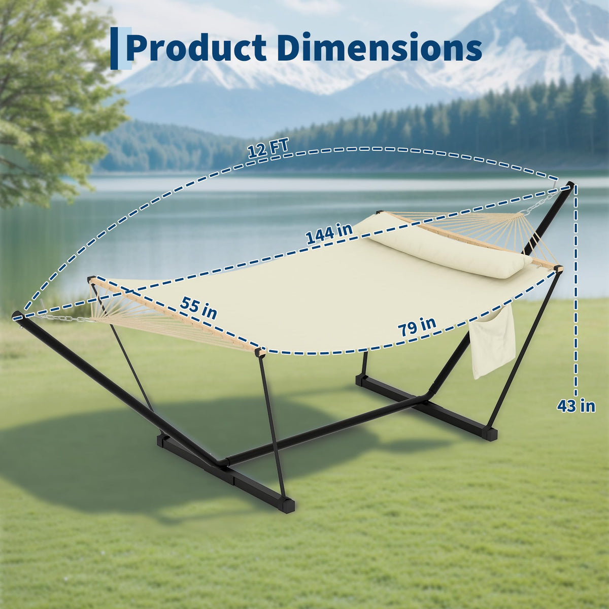 Garvee Garvee Iron T-Shaped Hammock Stand with Flat Wooden Frame Hammock
