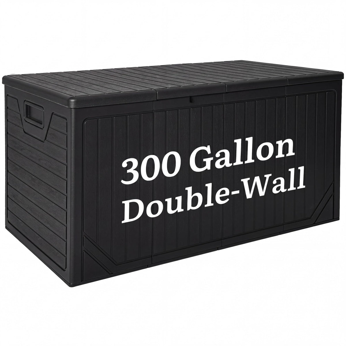 YITAHOME XXL 300 Gallon Extra Large Outdoor Deck Box, Lockable Resin Double-Wall Storage Box and Waterproof Patio Furniture Bin for Garden Tools & Pool Accessories, Black