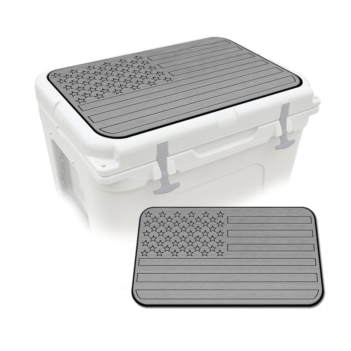 USATuff SeaDek EVA Mat Cooler Pad fits YETI 65 Tundra | Peel & Stick Application | Non Slip Comfort Accessories - US Flag (StormGray-Black)