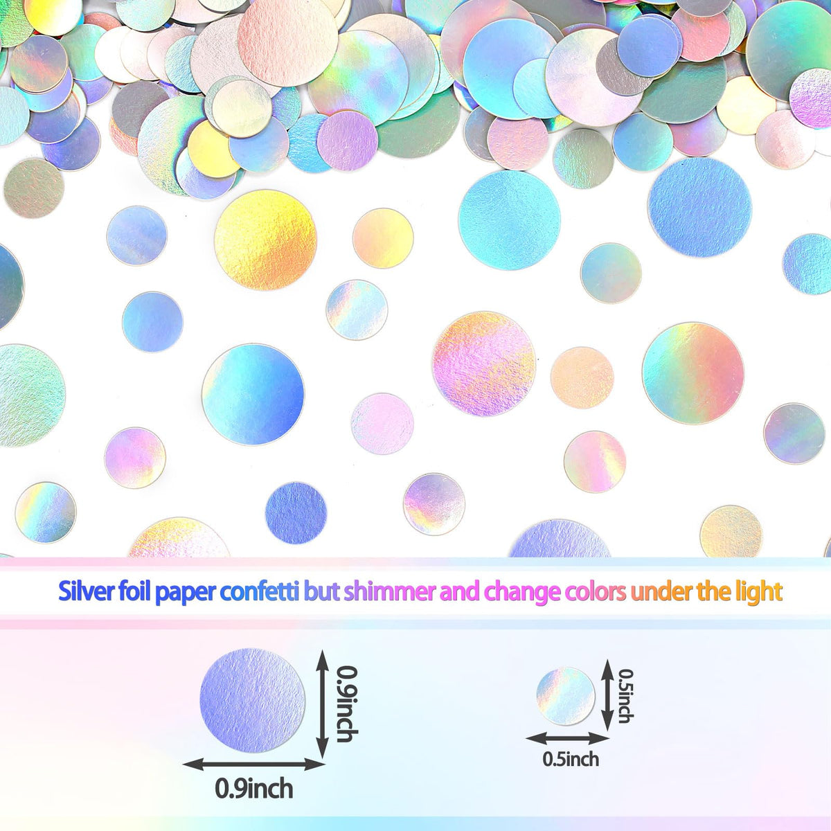 Vofrise 400PC Circle Dots Iridescent Confetti for Birthday Decorations Round Table Scatter for Wedding Baby Shower Bachelorette Bridal Shower Party Supplies