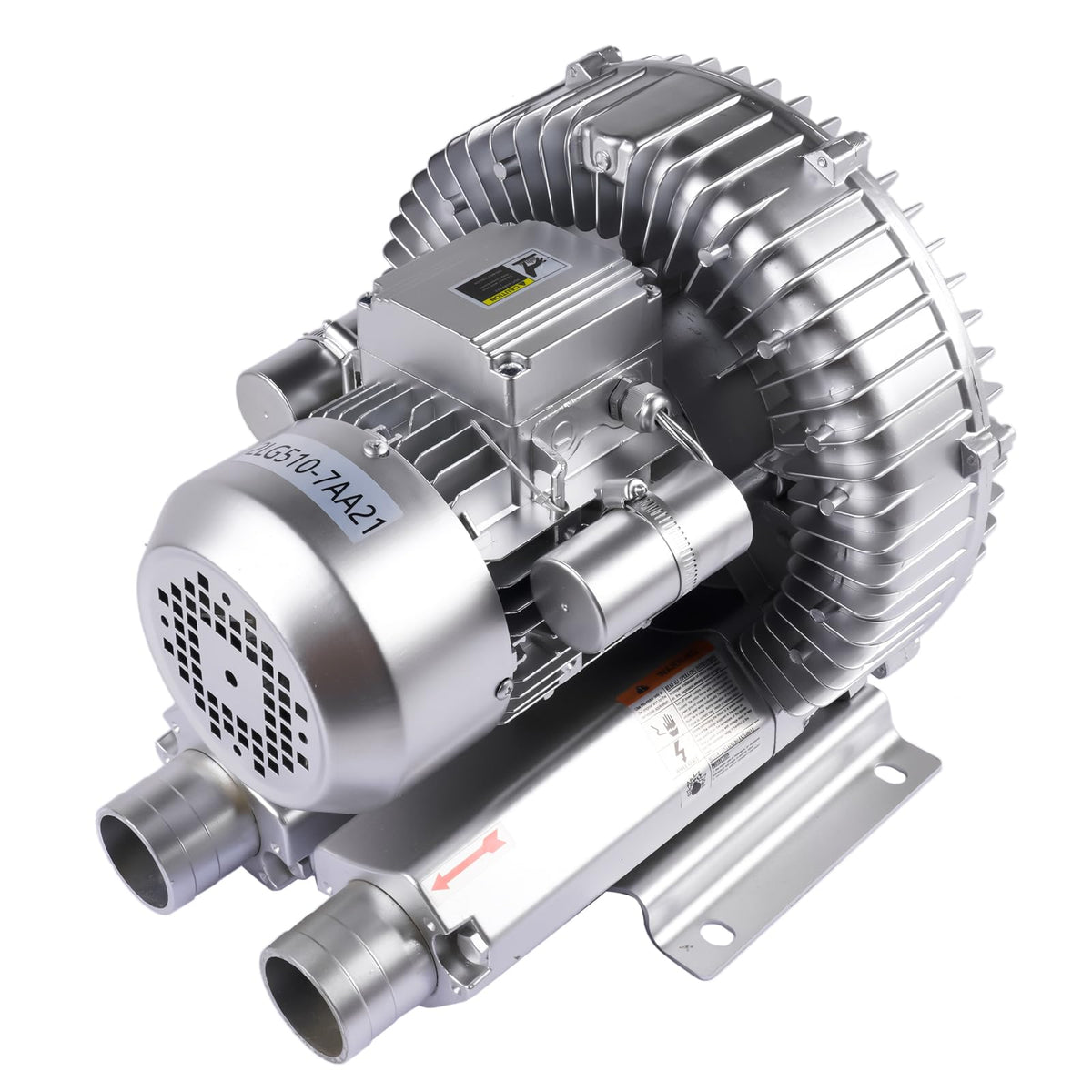 TEKKOAUTO Industrial Vacuum Pump for Factory Ventilation Dust Removal, 220V/380V AC Three Phases Regenerative Blower, 1.5KW, Maximum Rated Airflow 263m³/h (155CFM)