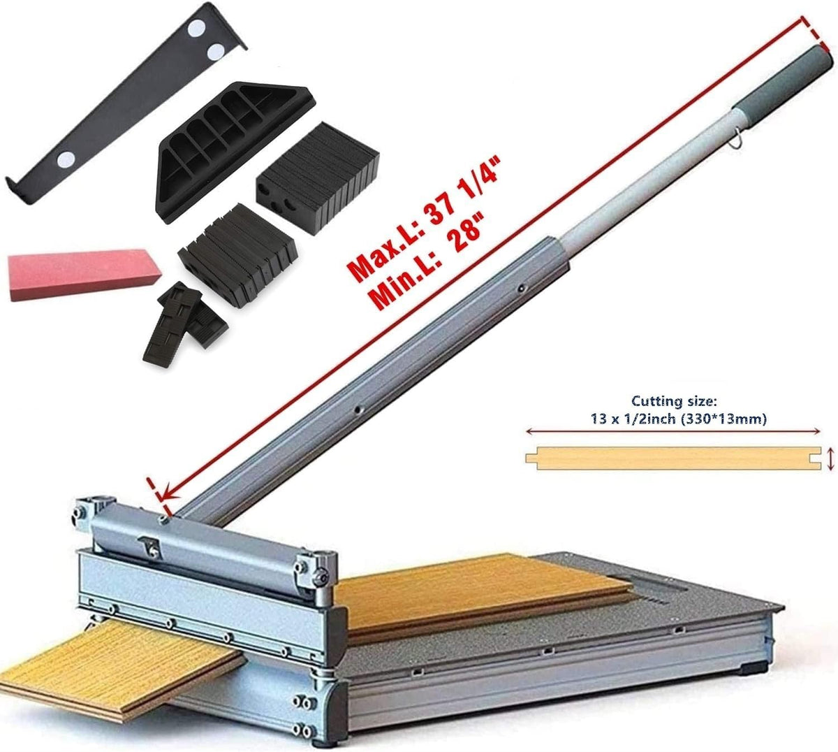 13" Pro Laminate/Vinyl Floor Cutter with Floor Installation Kit, 15°/30°/ 45° Instant Cuts in One Step, Cuts Laminate Floor, Engineer Wood, LVP/T, VCT, SPC, LSPC, VSPC, ABC, WPC & More; Best Buy !