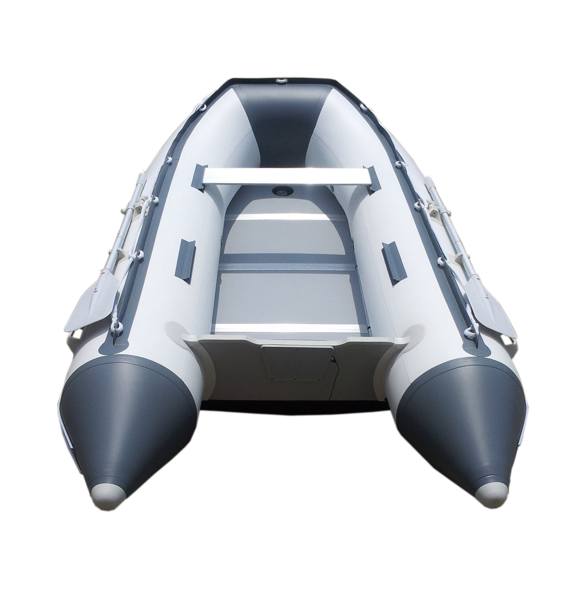 Newport 10ft 6in Newport Model Inflatable Dinghy Boat Transom Sport Tender - 5 Person - 15HP USCG Rated, White/Gray