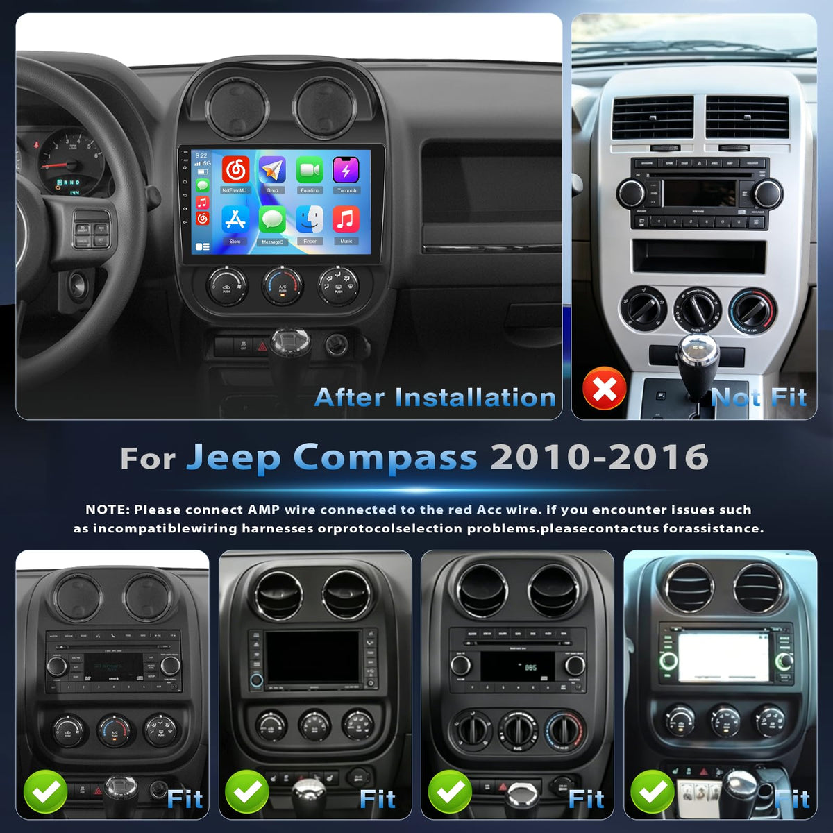5Ghz WiFi 4G+64G Android 15 Radio for Jeep Compass Patriot 2010-2016 Car Stereo with Wireless Carplay Android Auto,5.0 Bluetooth,Build-in EQ,10inch IPS Touchscreen,GPS,FM/RDS SWC AHD Backup Camera MIC