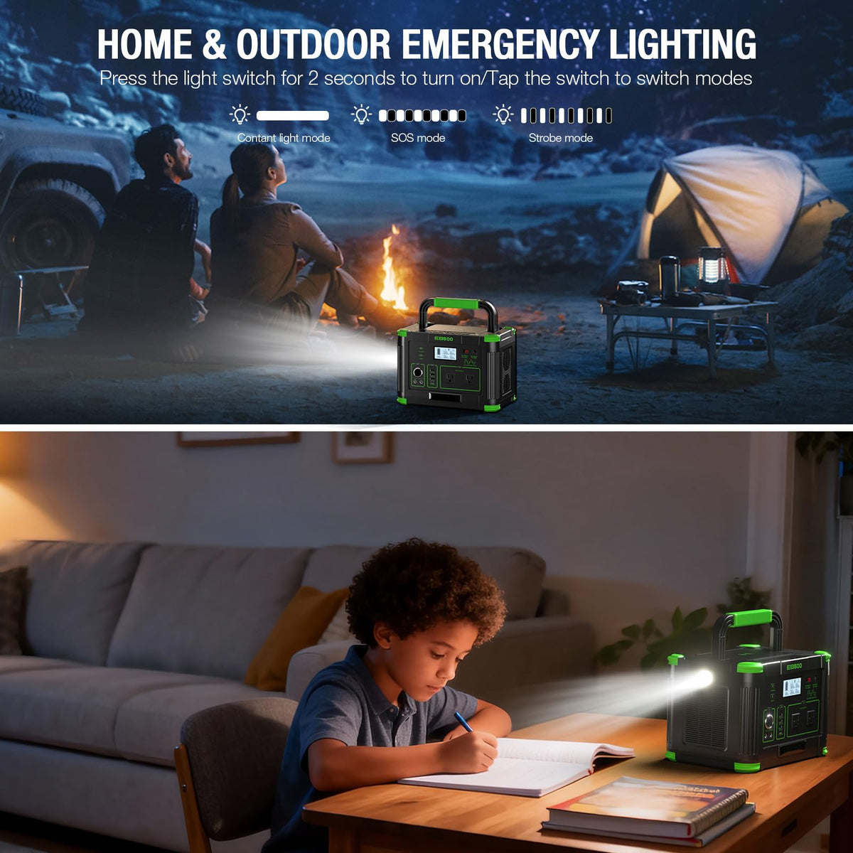 500W Portable Power Station with 100W Foldable Solar Panel, 519.48Wh Outdoor Solar Generator Backup Battery Pack with 2 AC Outlets, for RV, Van, Camping, Climbing, Road Trip & Home Emergency Use